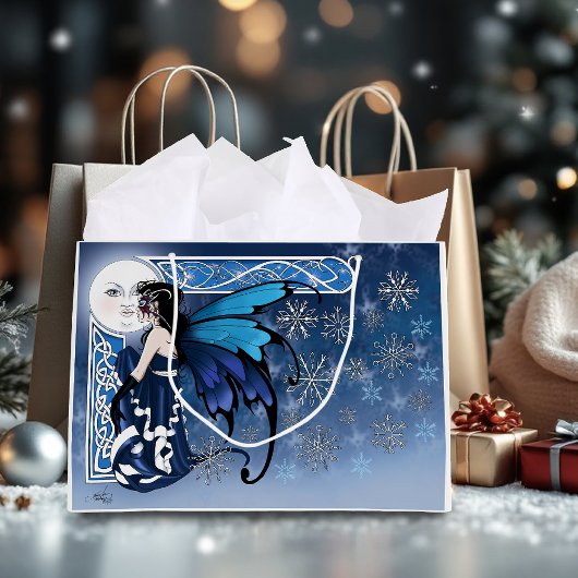 Winter maan fee blauw groot cadeauzakje