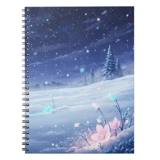 Winter Maanlicht Spiraal Notebook Notitieboek (Voorkant)