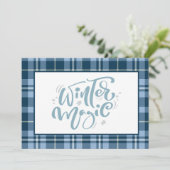 "Winter Magic" Blue Buffalo Plaid Familie Kerstmis Feestdagenkaart (Staand voorkant)