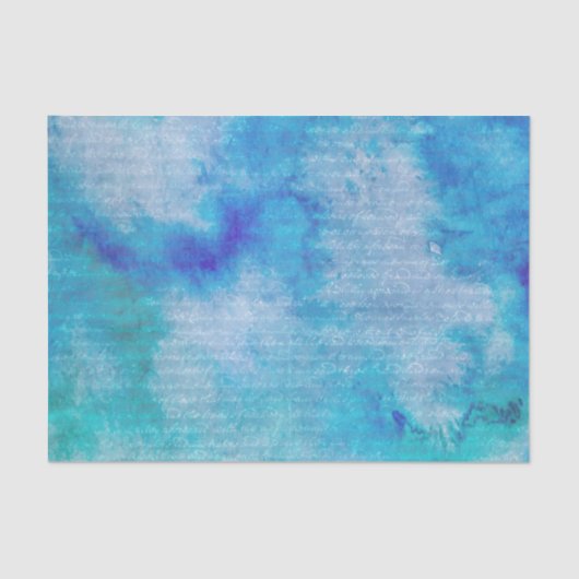 Winter Magic Blue Waterverf Weefselpapier Elegant Tissuepapier (Voorkant)