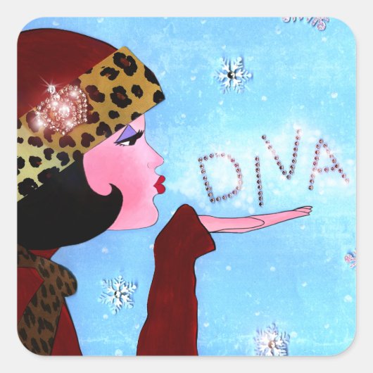 "Winter Magic" DIVA Vierkante Sticker (Voorkant)