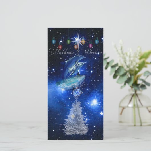 Winter Magic DreDolphin Fantasy Christmas Kaart (Staand voorkant)