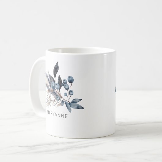 Winter Magic Floral Monogram Koffie Mok (Voorkant links)