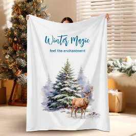 Winter Magic Forest Deer Fleece Blanket Deken