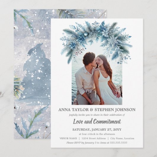 Winter Magic Foto Belofte Ceremonie Kaart (Voorkant / Achterkant)