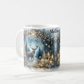 Winter Magic Naam toevoegen Buck Deer Kerstcadeau Koffiemok (Voorkant links)