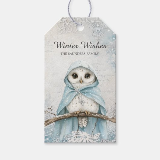 Winter Magic Owl Gift Label Cadeaulabel (Voorkant)