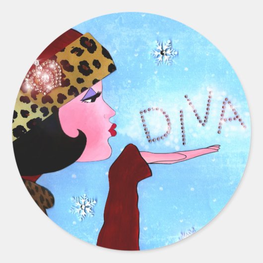 "Winter Magic" Ronde Sticker (Voorkant)