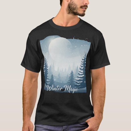 Winter Magic Shirt | Aesthetic Snow Scene Tee | Pe (Voorkant)
