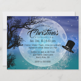 Winter Magic Snowman's Pet Volle Maan Kerstmis Kaart