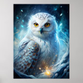 Winter Magic Snowy Owl – Mystical Blue Forest Poster (Voorkant)