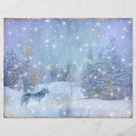 Winter Magic Wolf Scrapbook Page Paper, betoverend