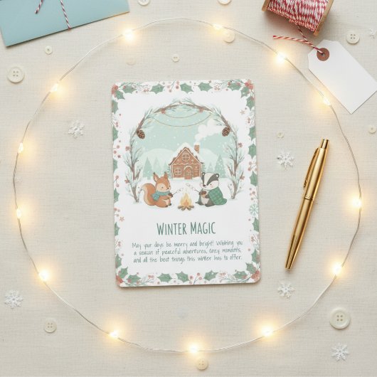 Winter Magie Bosdieren Kerstkaart