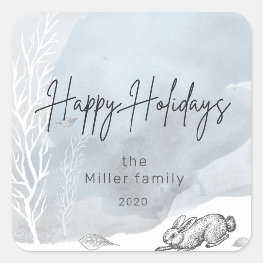 winter magie fijne feestdagen monogram vierkante sticker (Voorkant)