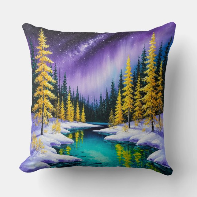 🌸 Winter Magische Gele Bomen Gezellige Thuisstijl Kussen (Voorkant)