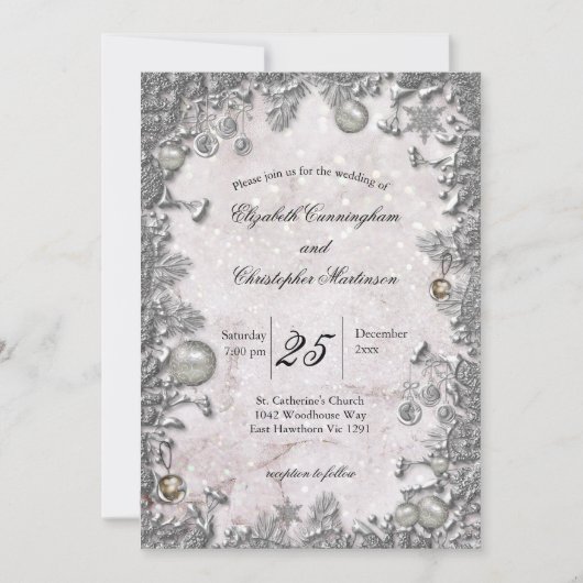 Winter Magische Kerstmis Bruiloft Kaart (Voorkant)