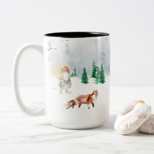 Winter Magische Scandinavische Kerstmis Tweekleurige Koffiemok