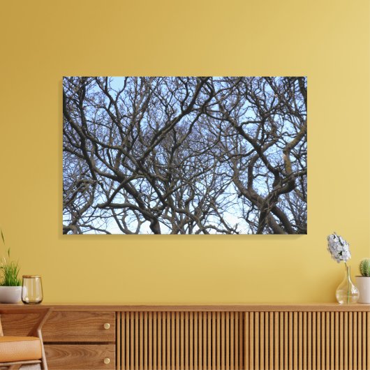 Winter Magnolia-filialen in het vroege voorjaar Canvas Afdruk (Insitu (Woonkamer))