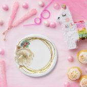 Winter Magnolia met Gold Glitter Wreath Papieren Bordje (Feest)