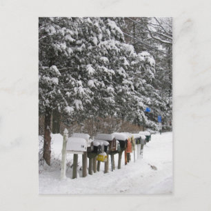 Winter Mail Boxes Holiday Post Card Feestdagenkaart