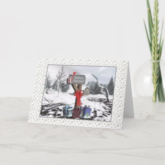 Winter Mailbox Season's Groeten aan Mail Carrier Feestdagen Kaart (Voorkant)