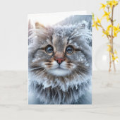 Winter Maine Coon Cat Verjaardag Humor Kaart (Gele Bloem)