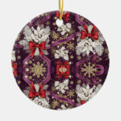 Winter Majesty — Gold Snowflakes & Scarlet Ribbons Keramisch Ornament (Voorkant)