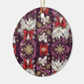 Winter Majesty — Gold Snowflakes & Scarlet Ribbons Keramisch Ornament (Links)