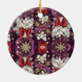 Winter Majesty — Gold Snowflakes & Scarlet Ribbons Keramisch Ornament (Achterkant)
