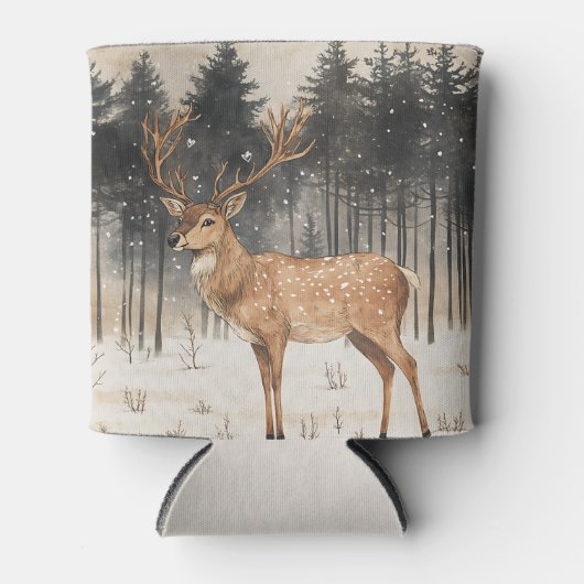 Winter Majesty Stag Winter Scene Blikjeskoeler (Voorkant)