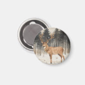 Winter Majesty Stag Winter Scene Magneet (Voorkant / Achterkant)