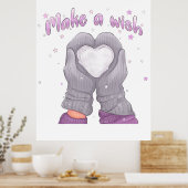Winter Make A Wish Meisjesachtig  Poster (Keuken)