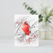 WINTER MALE CARDINAL BRIEFKAART (Staand voorkant)