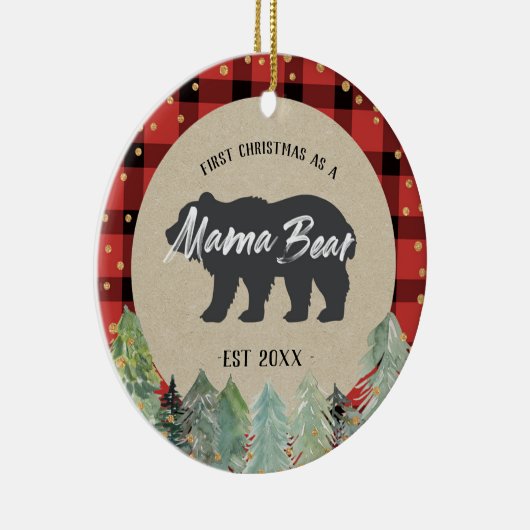Winter Mama Beer Rustic kerstversiering Keramisch Ornament (Rechts)