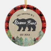 Winter Mama Beer Rustic kerstversiering Keramisch Ornament (Voorkant)