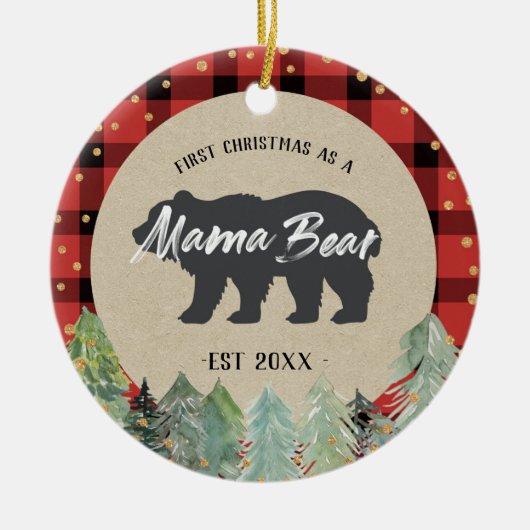 Winter Mama Beer Rustic kerstversiering Keramisch Ornament (Voorkant)