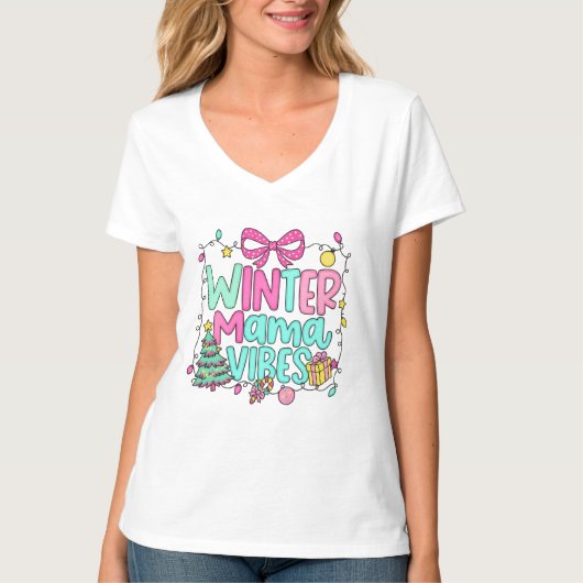Winter Mama Sfeer Mooie Kerst Kunst T-shirt (Voorkant)