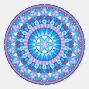 Winter Mandala Blauwe Sneeuwvlok Geometrische Deca Ronde Sticker