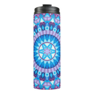 Winter Mandala Blauwe Sneeuwvlok Reizen Cozy Koud Thermosbeker