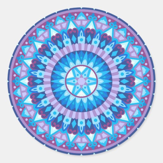 Winter Mandala Ronde Sticker (Voorkant)