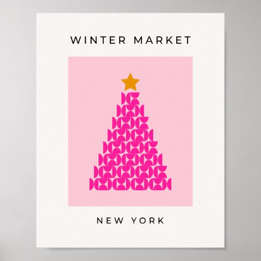 Winter Market 09 Preppy roze kerstboom Poster (Voorkant)