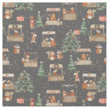 Winter market street festival with animal friends