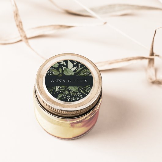 Winter Meadow | Aangepaste botanische bruiloft Ronde Sticker