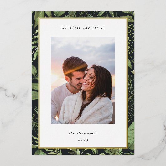 Winter Meadow | Botanische kerstfoto Folie Feestdagenkaart (Voorkant)