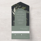 Winter Meadow Green Botanical Arch Wedding All In One Uitnodiging (Binnen)
