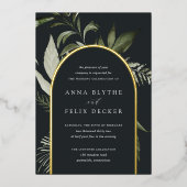 Winter Meadow Green Botanical Arch Wedding Folie Uitnodiging (Voorkant)