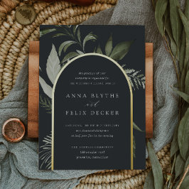 Winter Meadow Green Botanical Arch Wedding Folie Uitnodiging