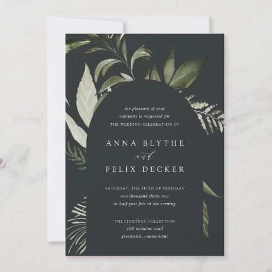 Winter Meadow Green Botanical Arch Wedding Kaart (Voorkant)