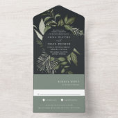 Winter Meadow Green Botanical Lijst Wedding All In One Uitnodiging (Binnen)