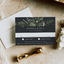 Winter Meadow Green Botanical Meal Choice Weddensc RSVP Kaartje